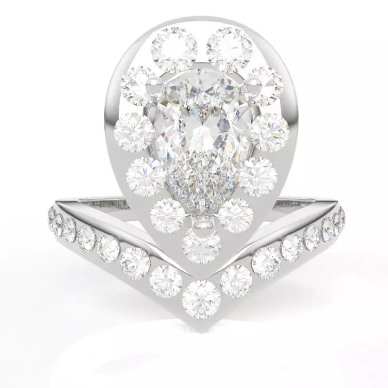 Pear-Shaped Diamond Halo Ring 3D print model