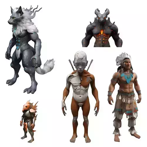 Fantasy Character Collection - Mythical Beings and Warriors 3D print model