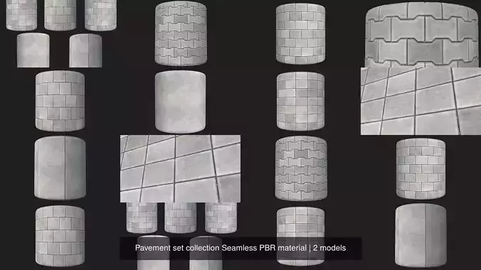 Pavement set collection Seamless PBR material Texture