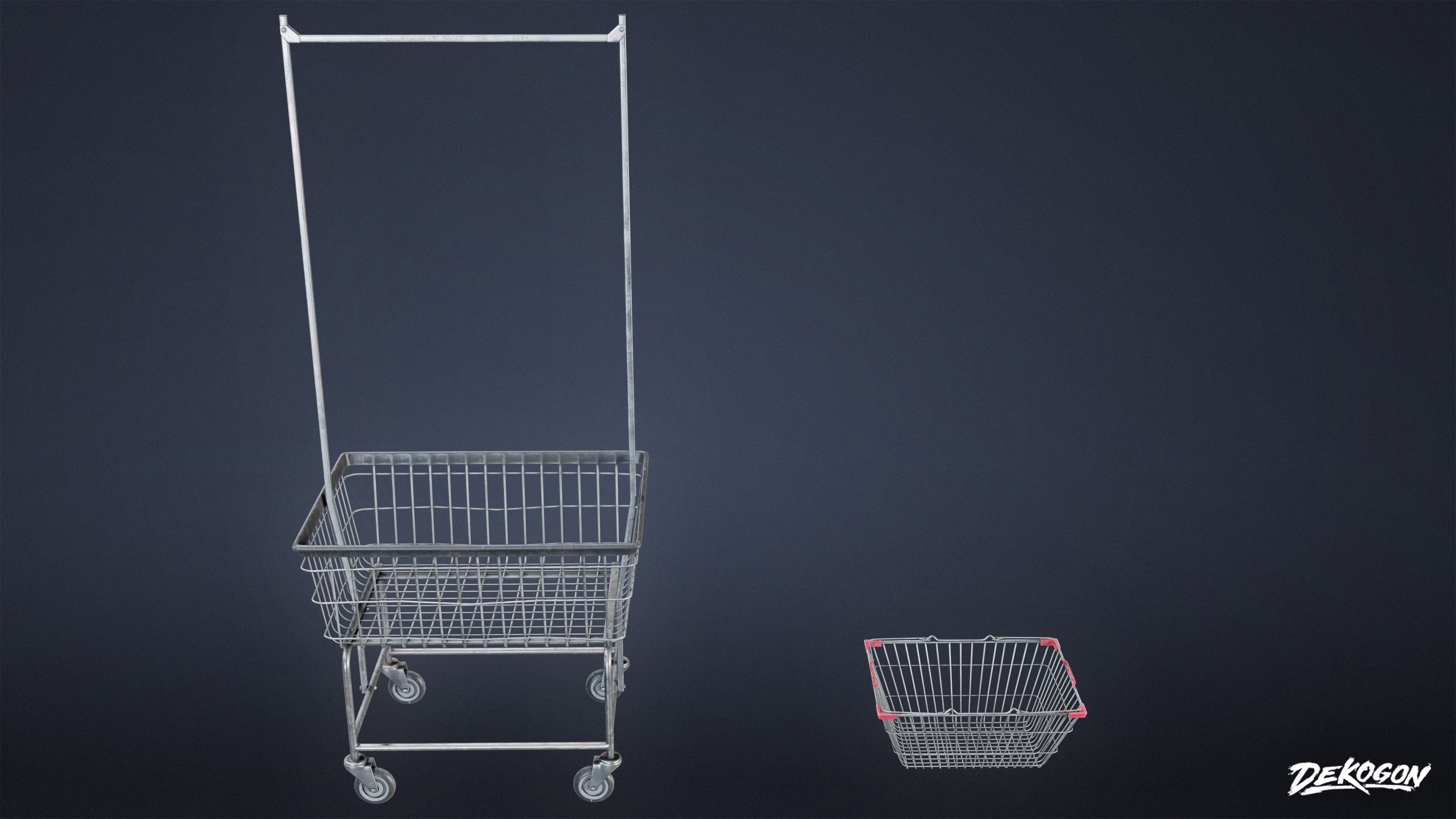 LAUNDROMAT - Baskets Metal 01 - LOW POLY AND NANITE Low-poly 3D model_1