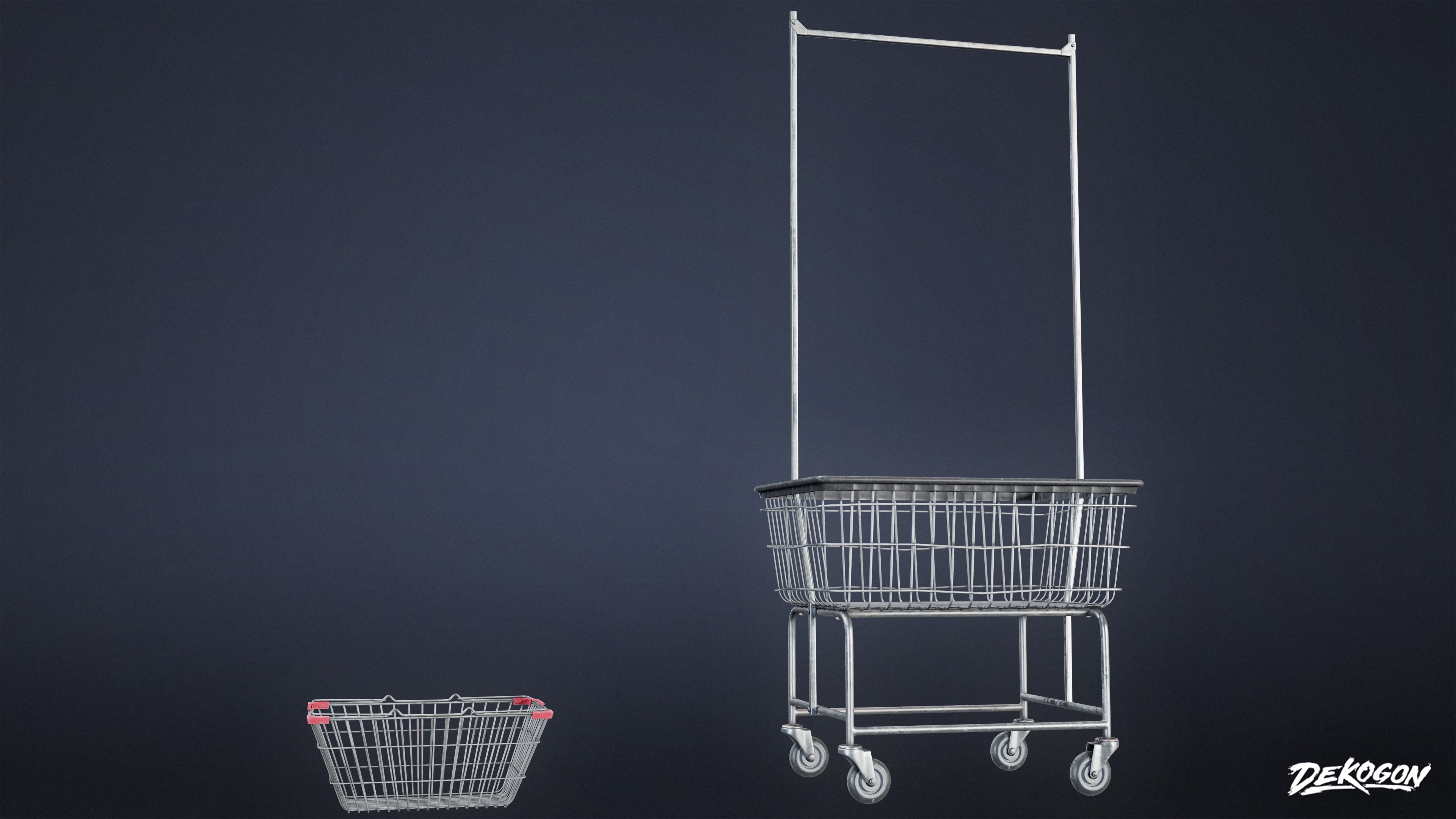 LAUNDROMAT - Baskets Metal 01 - LOW POLY AND NANITE Low-poly 3D model_2