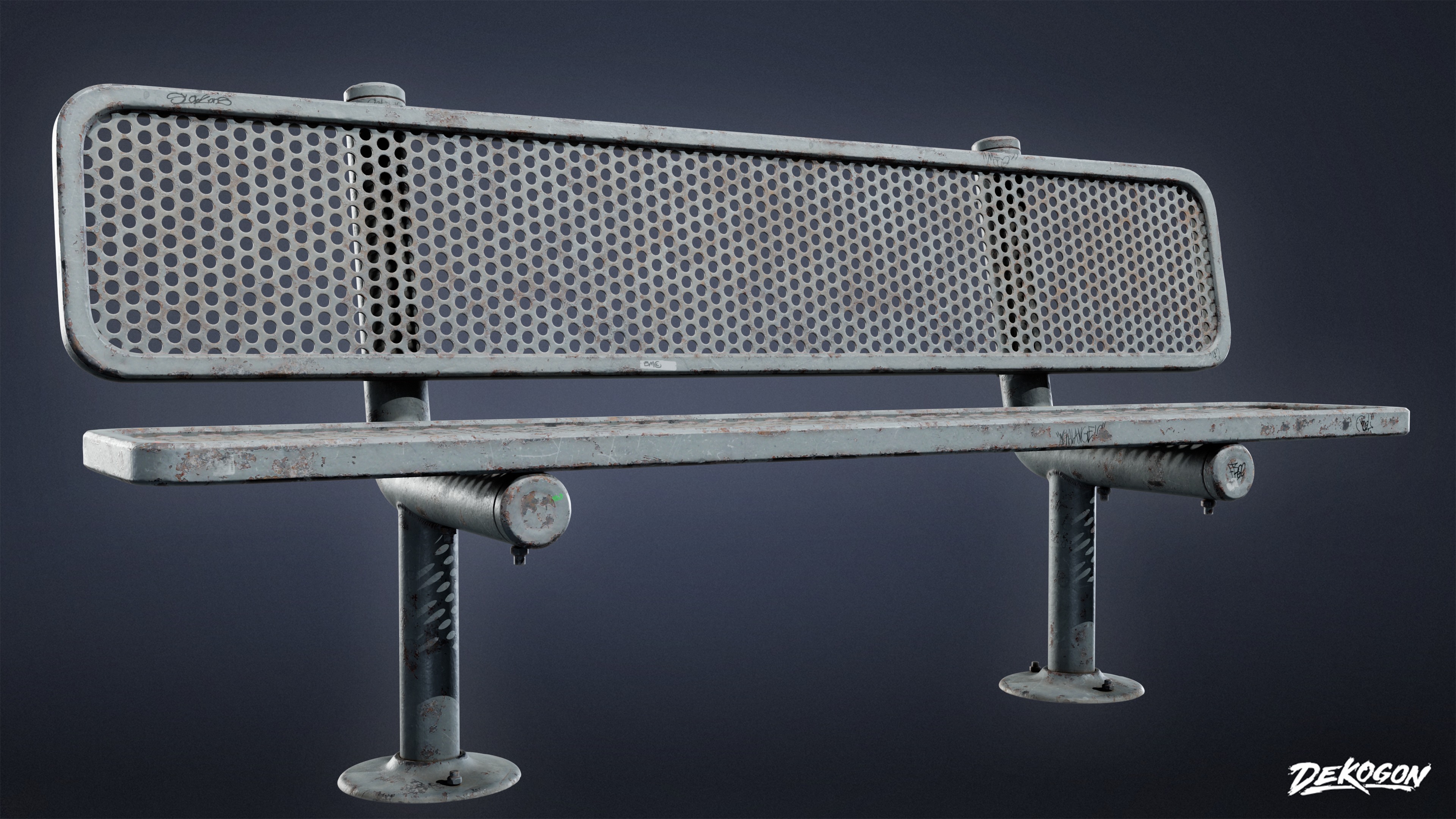 LAUNDROMAT - Bench Outdoor 01 - LOW POLY AND NANITE Low-poly 3D model_4