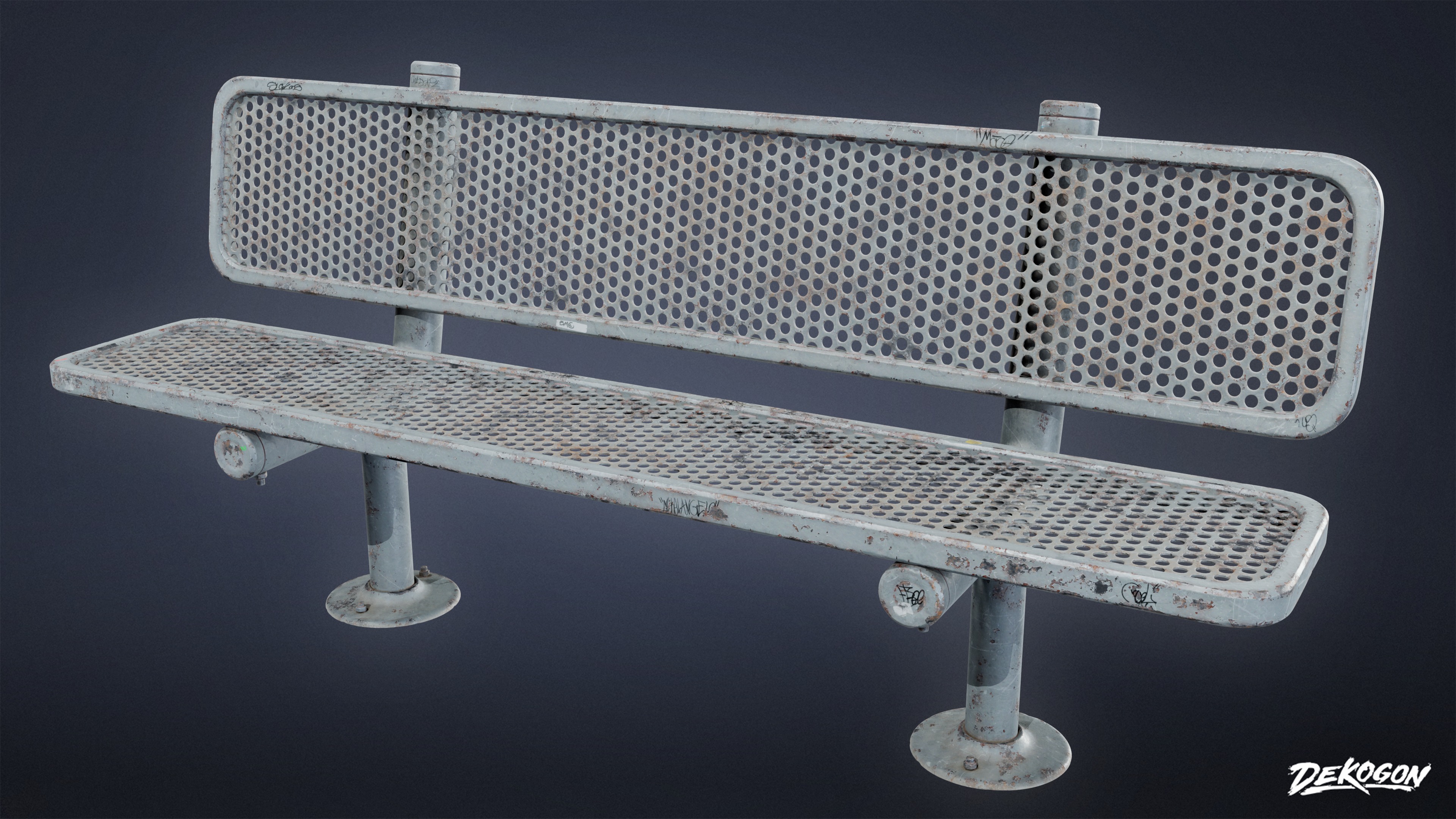 LAUNDROMAT - Bench Outdoor 01 - LOW POLY AND NANITE Low-poly 3D model_1