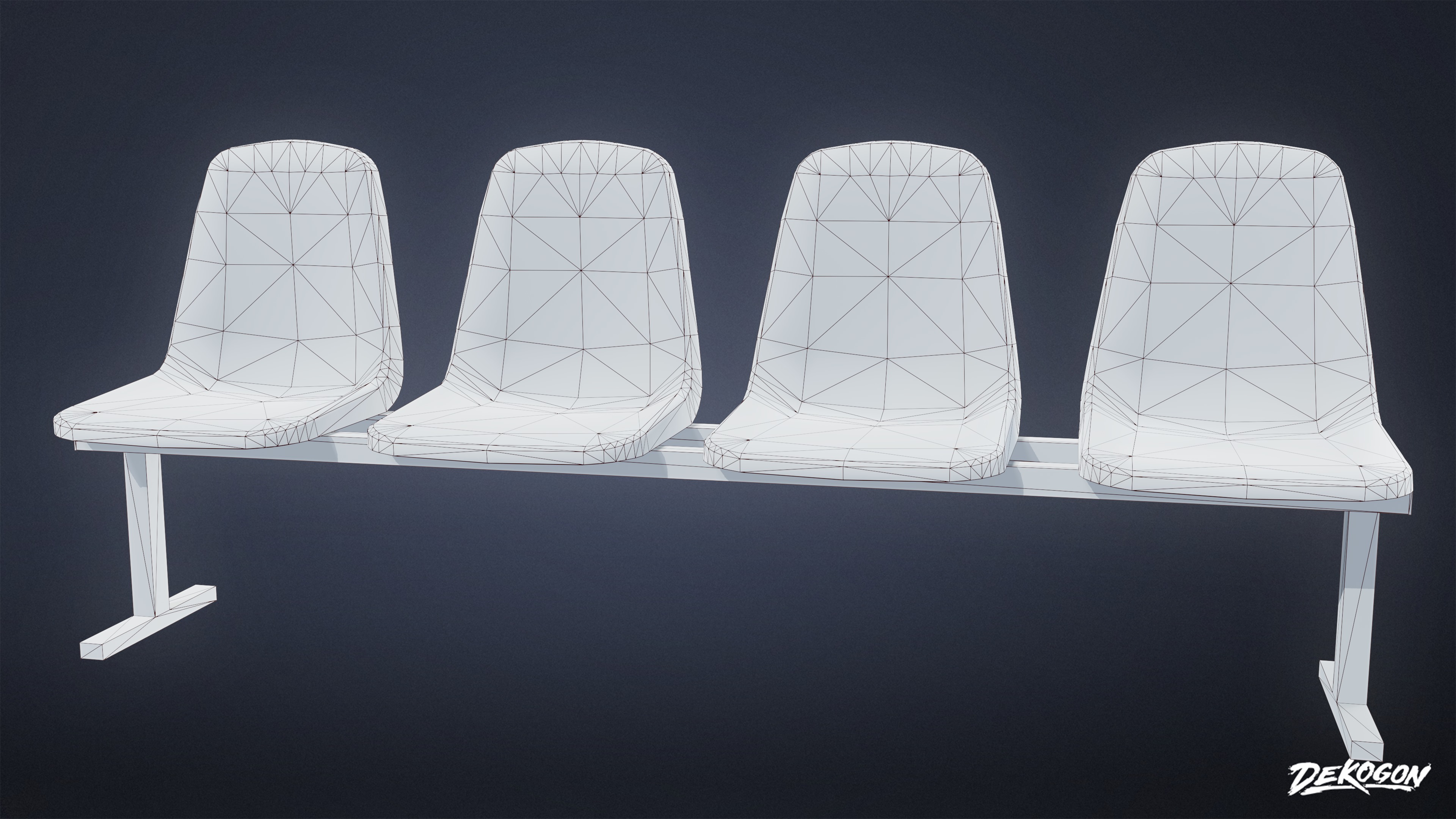 LAUNDROMAT - Bench Plastic 01 - LOW POLY AND NANITE Low-poly 3D model_7