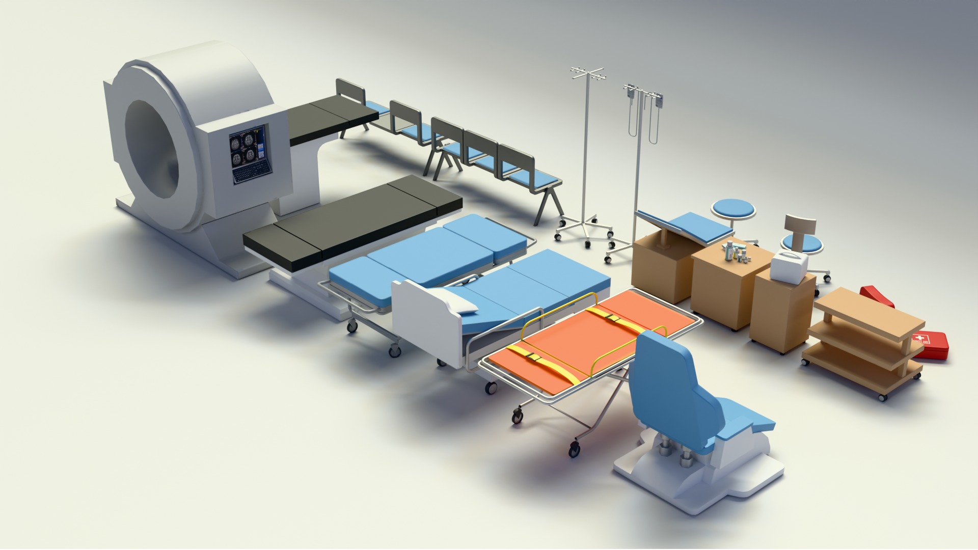 Hospital Asset Pack Low-Poly Low-poly 3D model_4