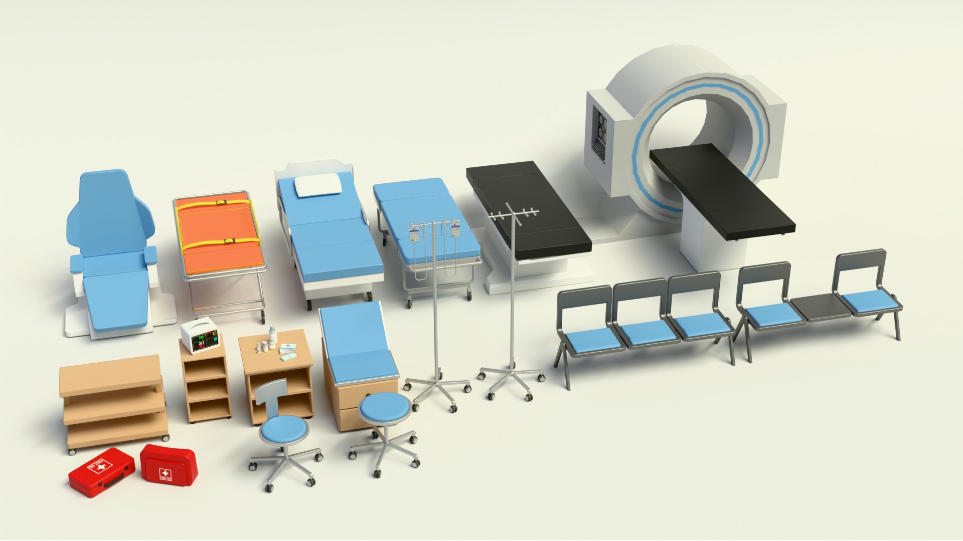 Hospital Asset Pack Low-Poly Low-poly 3D model_1