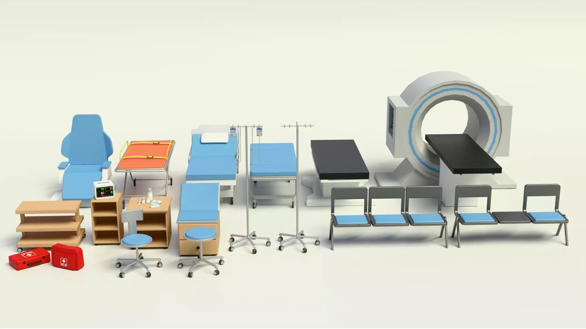 Hospital Asset Pack Low-Poly Low-poly 3D model_0
