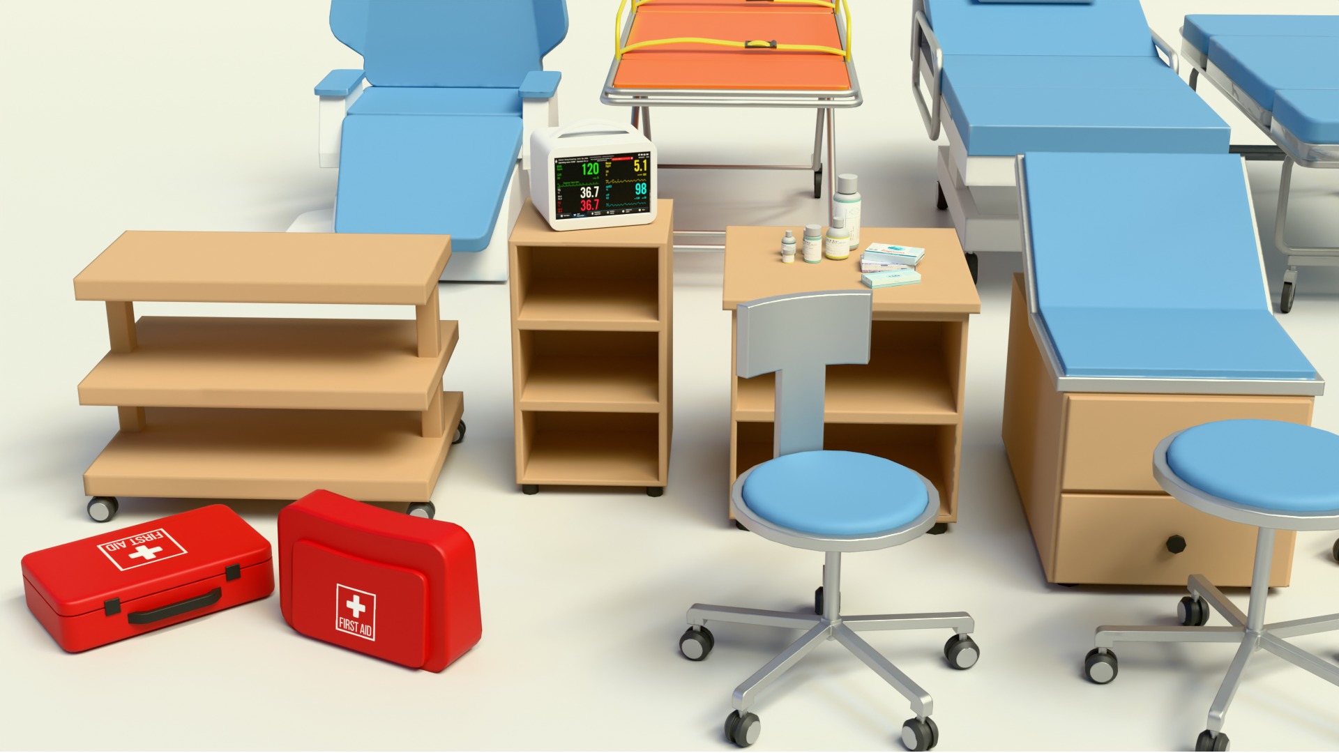 Hospital Asset Pack Low-Poly Low-poly 3D model_5