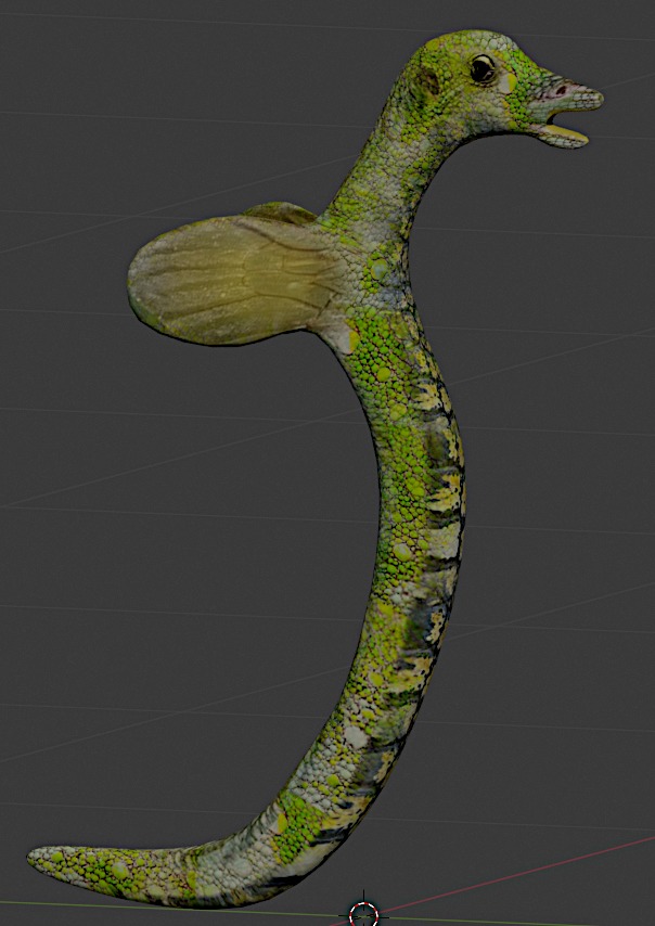 Flying snake creature Low-poly 3D model_2