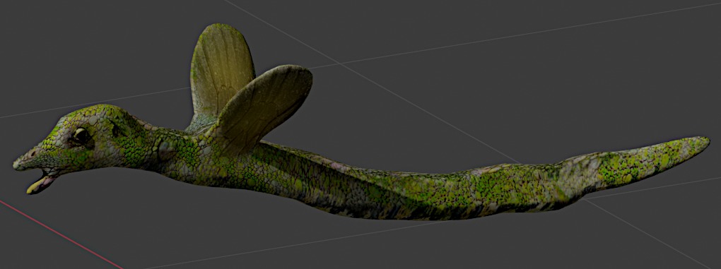 Flying snake creature Low-poly 3D model_1