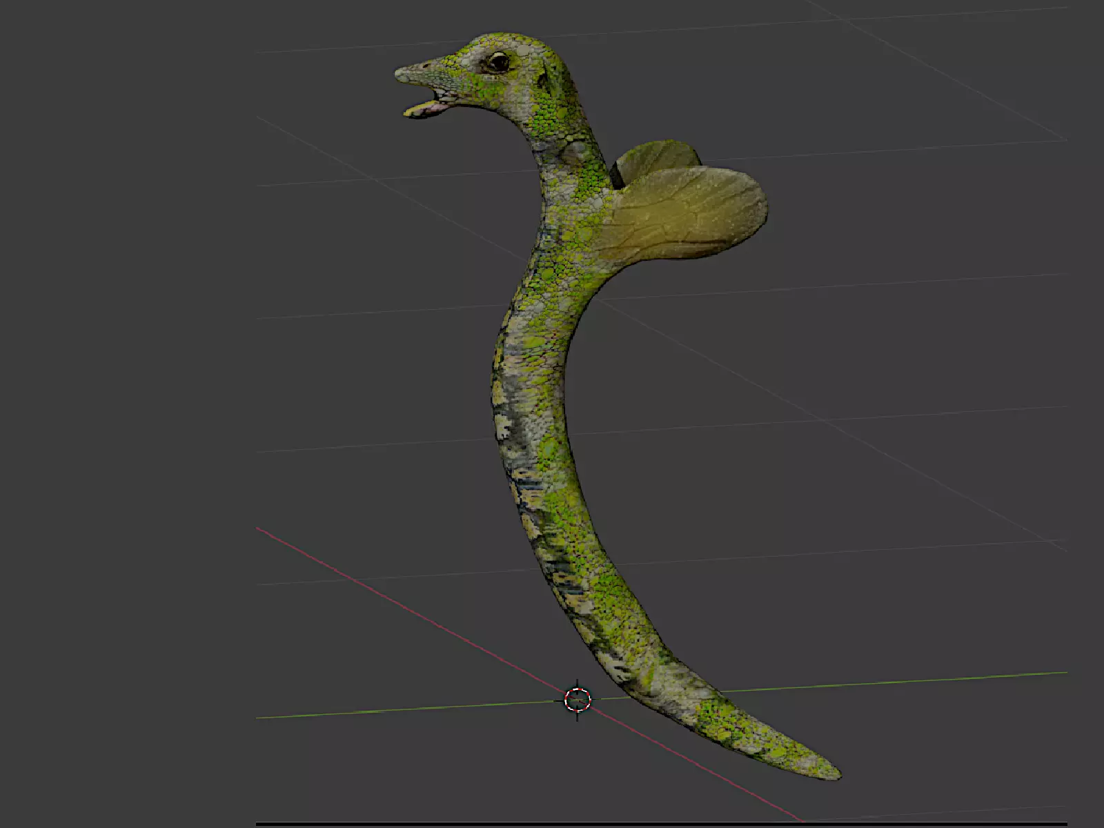 Flying snake creature Low-poly 3D model_0