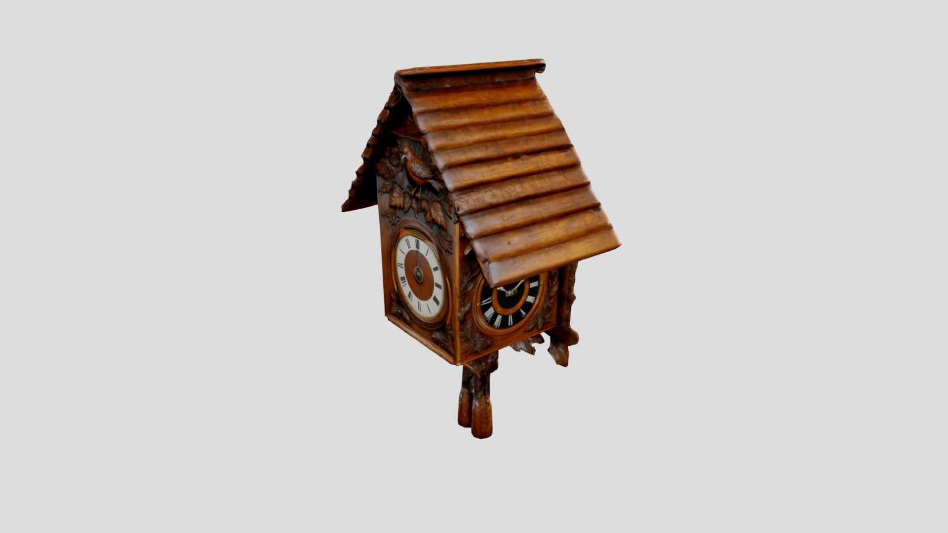 Black Forest Antique Cuckoo Clock Low-poly 3D model_5