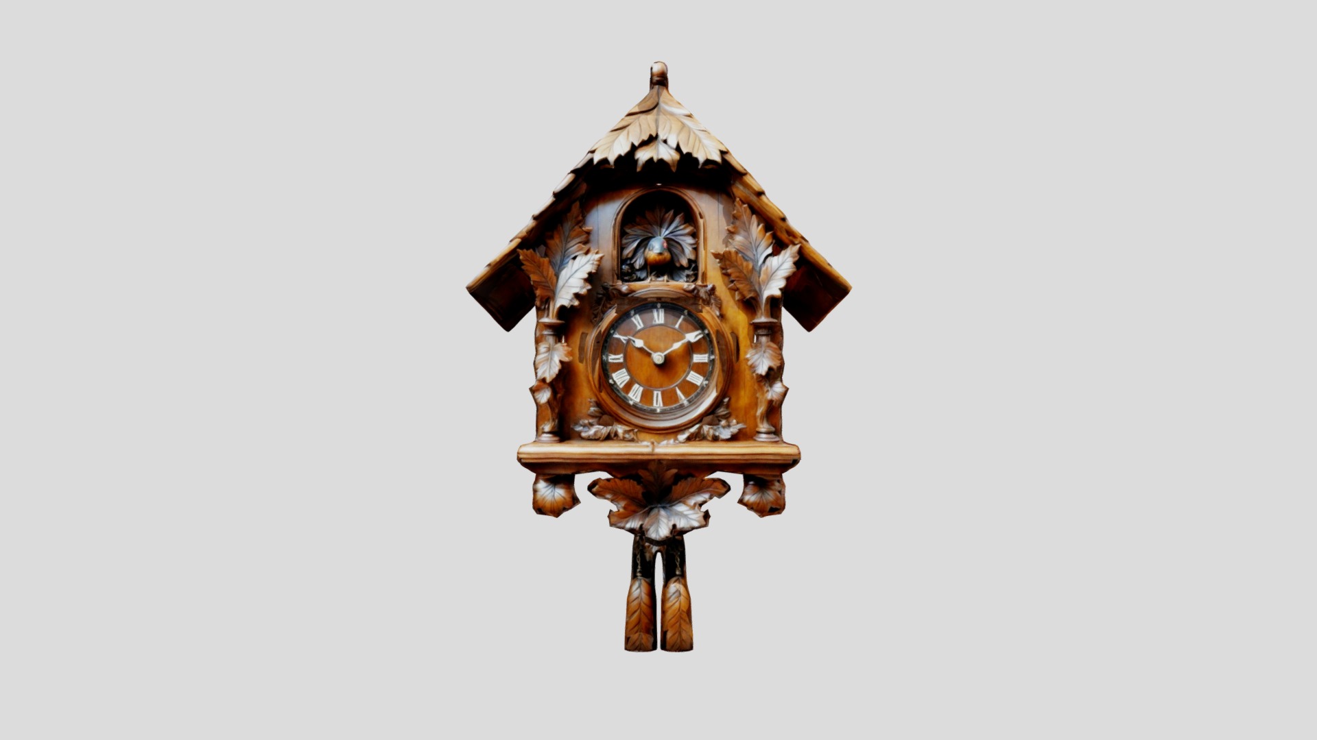 Black Forest Antique Cuckoo Clock Low-poly 3D model_3