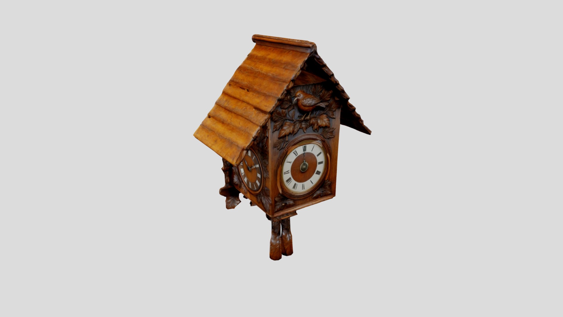 Black Forest Antique Cuckoo Clock Low-poly 3D model_8