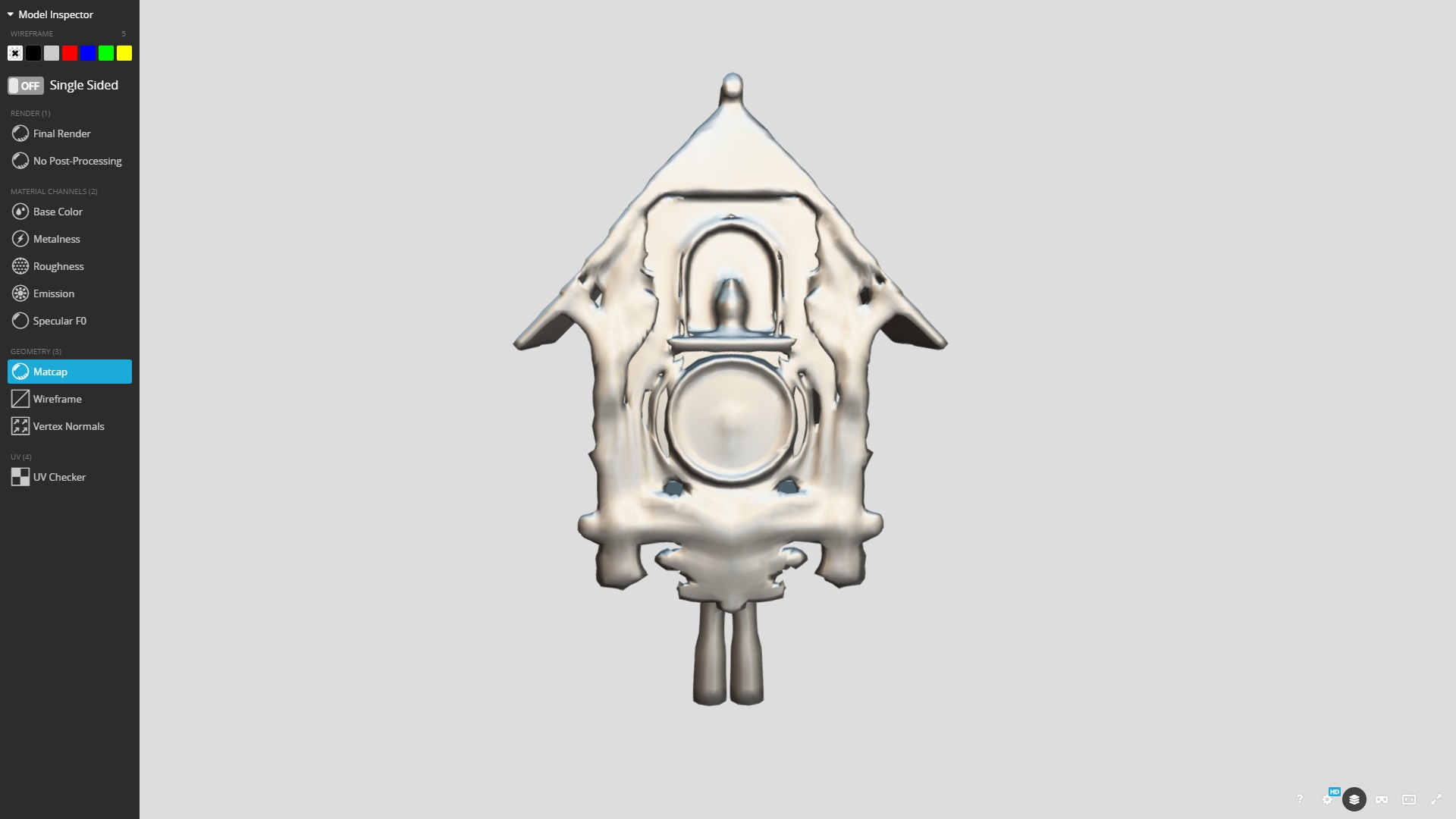 Black Forest Antique Cuckoo Clock Low-poly 3D model_13