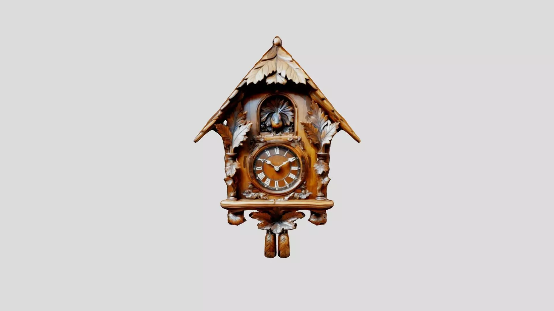Black Forest Antique Cuckoo Clock Low-poly 3D model_0