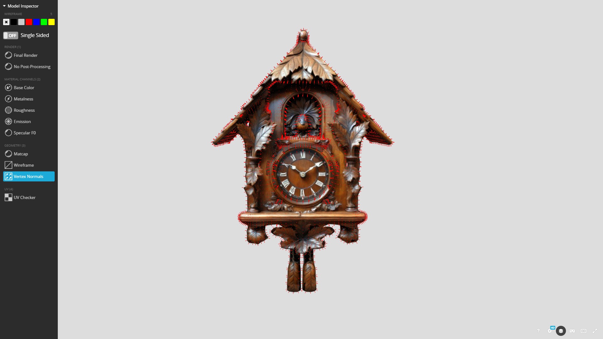 Black Forest Antique Cuckoo Clock Low-poly 3D model_16