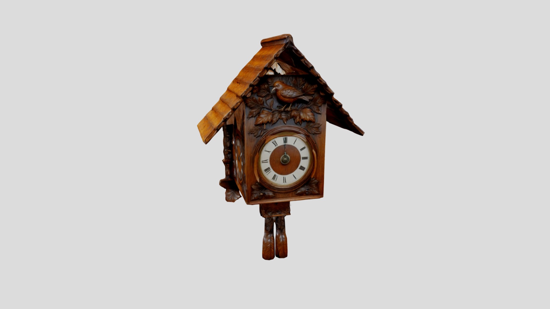 Black Forest Antique Cuckoo Clock Low-poly 3D model_6