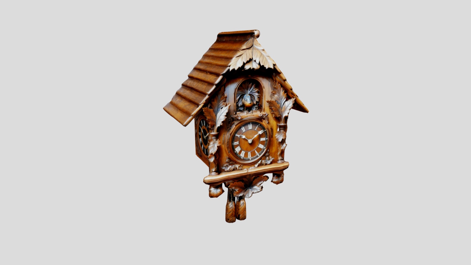 Black Forest Antique Cuckoo Clock Low-poly 3D model_2
