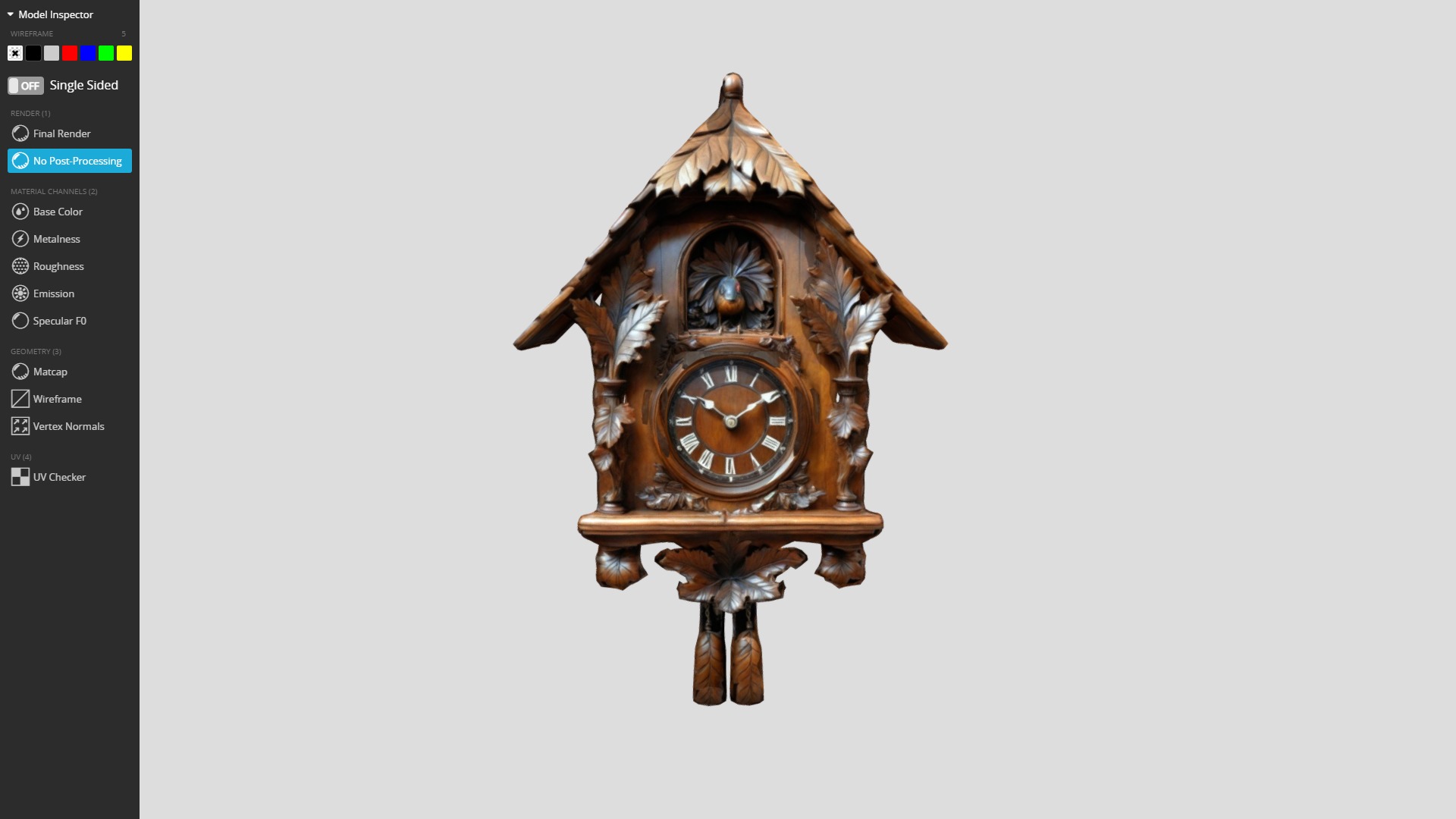 Black Forest Antique Cuckoo Clock Low-poly 3D model_15