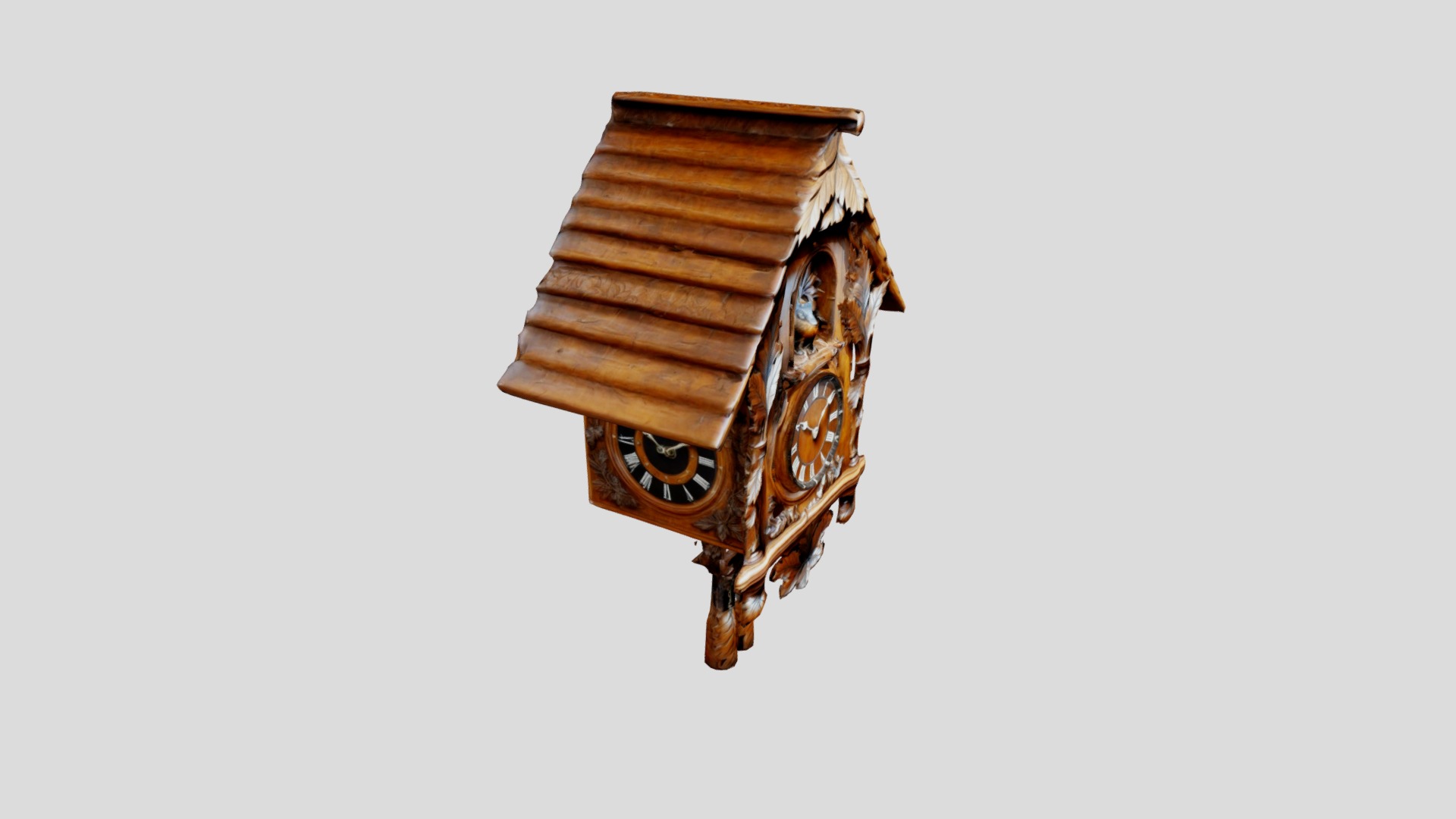 Black Forest Antique Cuckoo Clock Low-poly 3D model_4