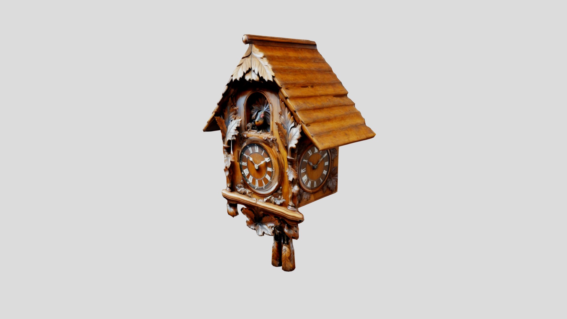 Black Forest Antique Cuckoo Clock Low-poly 3D model_1