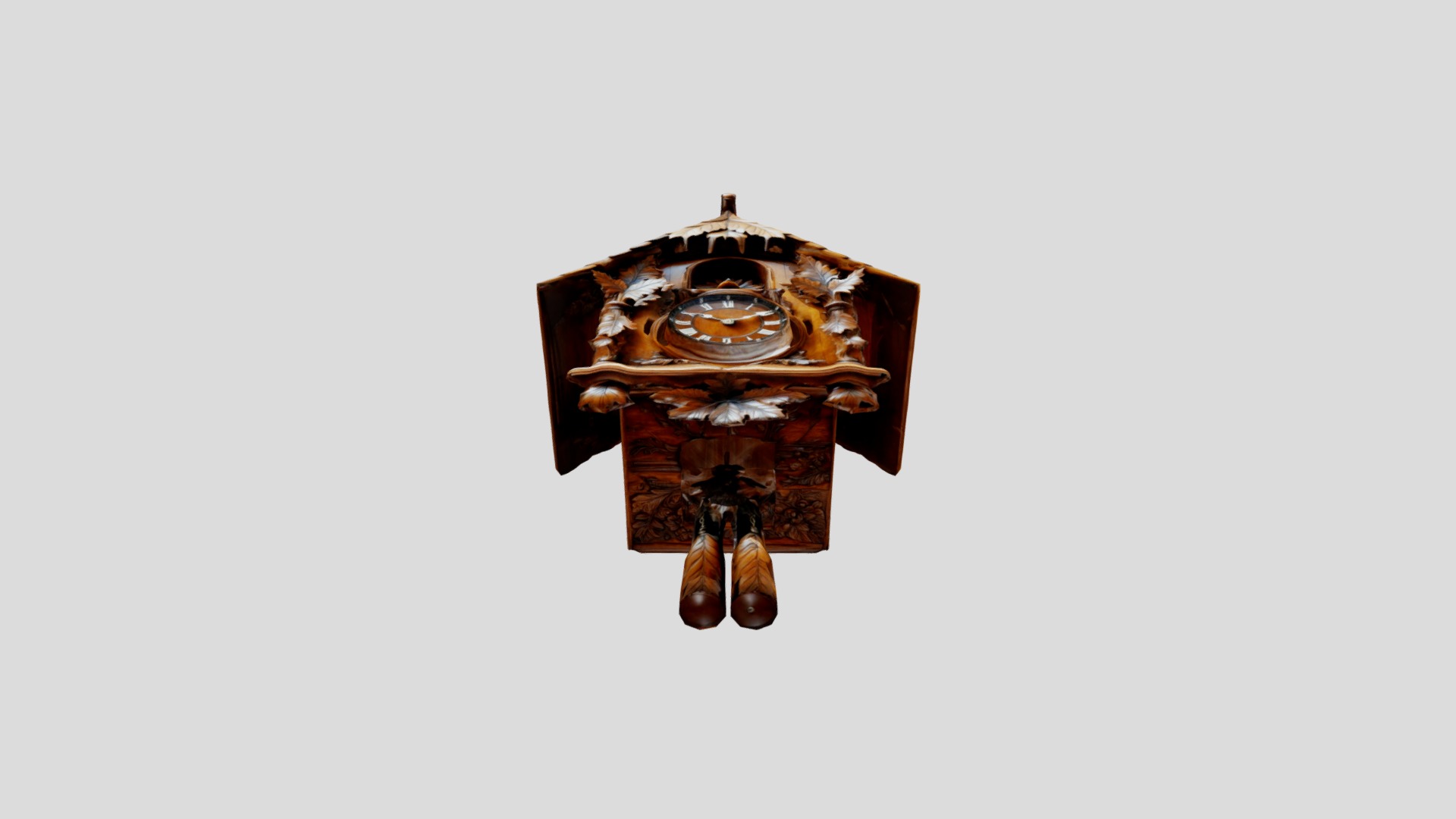 Black Forest Antique Cuckoo Clock Low-poly 3D model_10