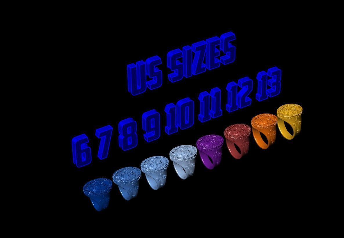 Saint Michael bas relief statement ring 3D print model_9