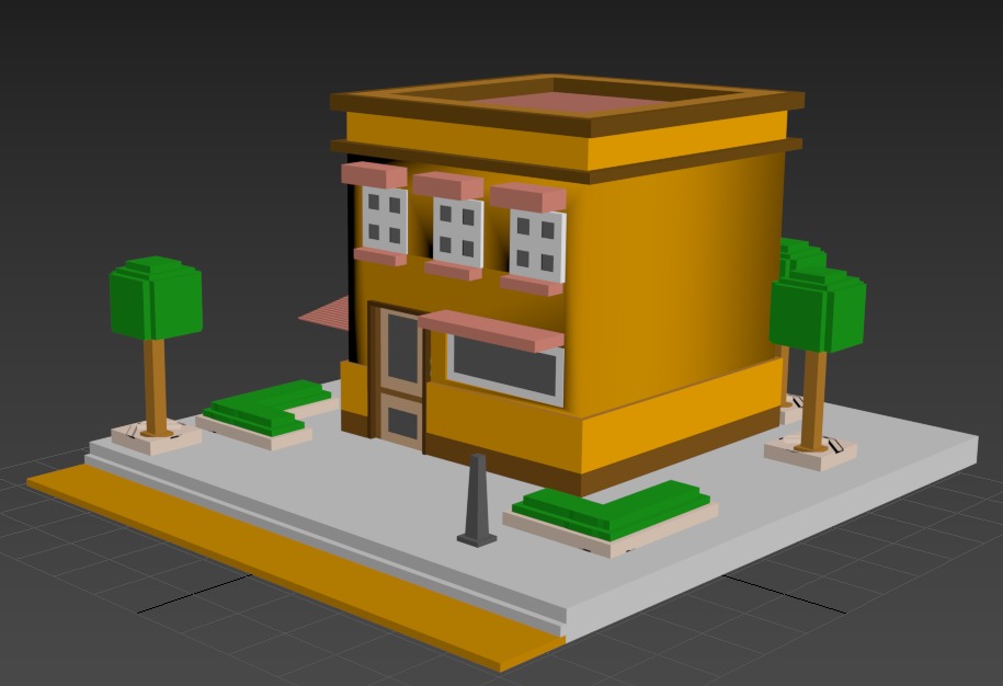 A stylish House Low-poly 3D model_1