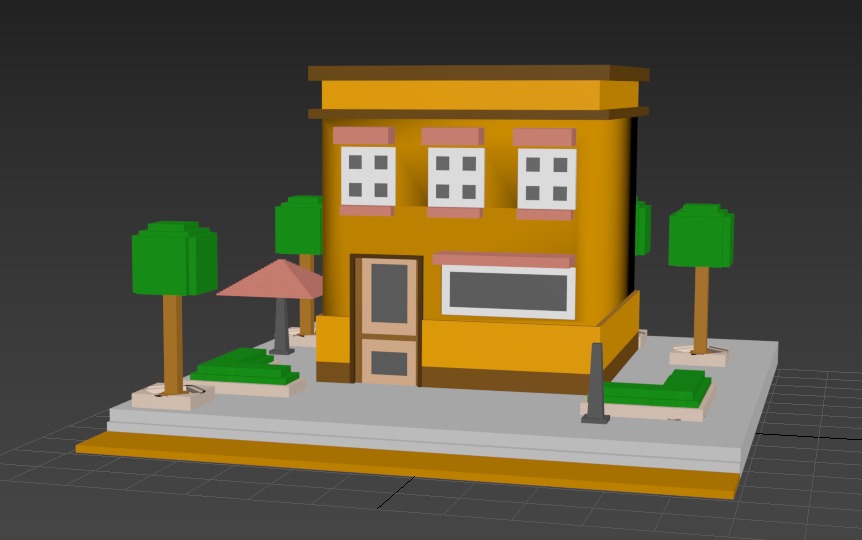 A stylish House Low-poly 3D model_3