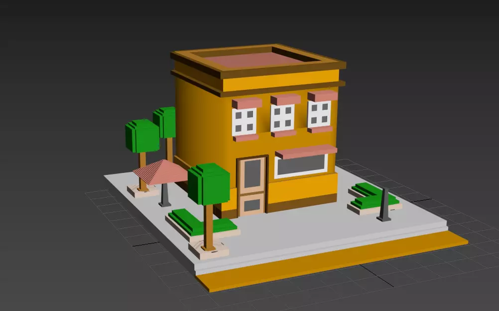 A stylish House Low-poly 3D model_0