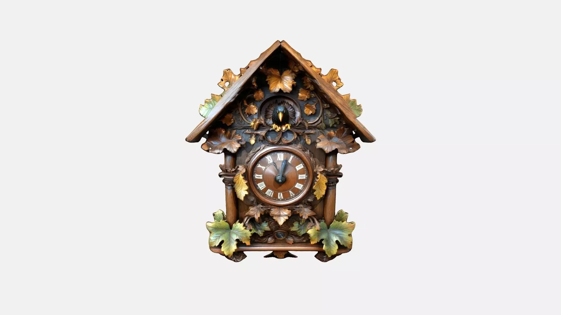 Wooden Wall Clock Low-poly 3D model_0