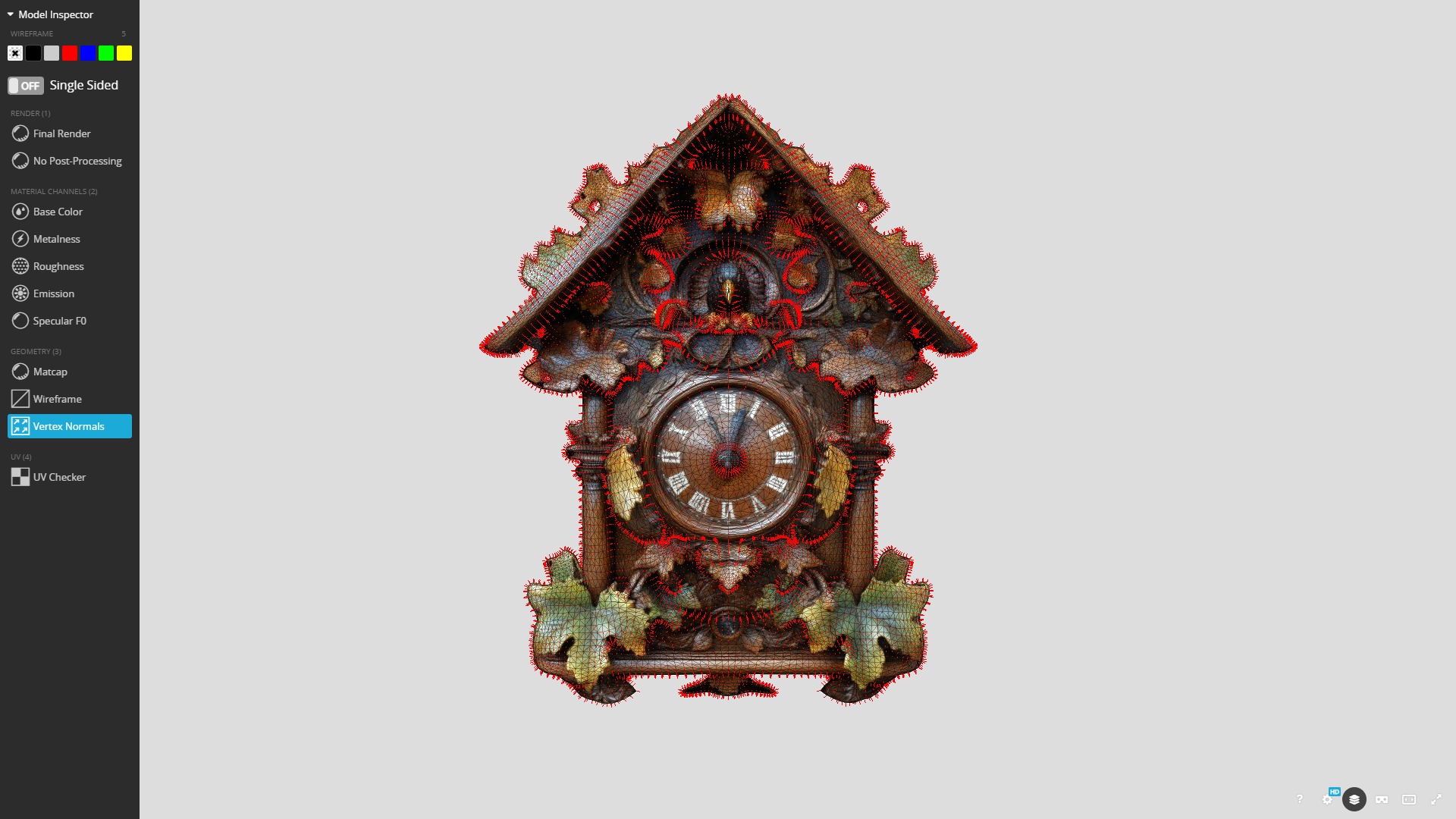 Wooden Wall Clock Low-poly 3D model_9