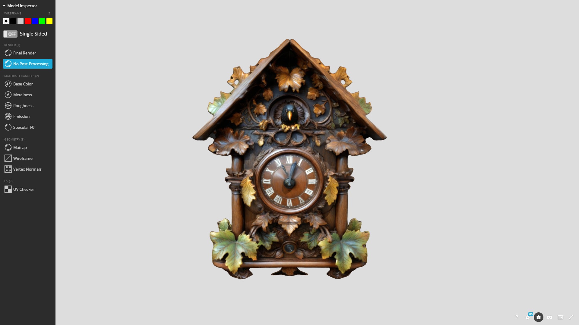 Wooden Wall Clock Low-poly 3D model_10