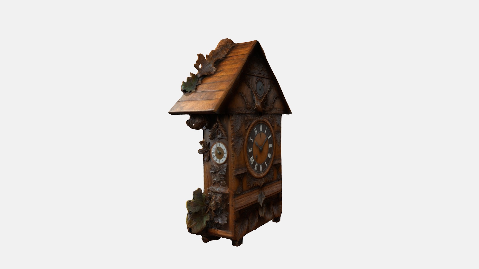Wooden Wall Clock Low-poly 3D model_5