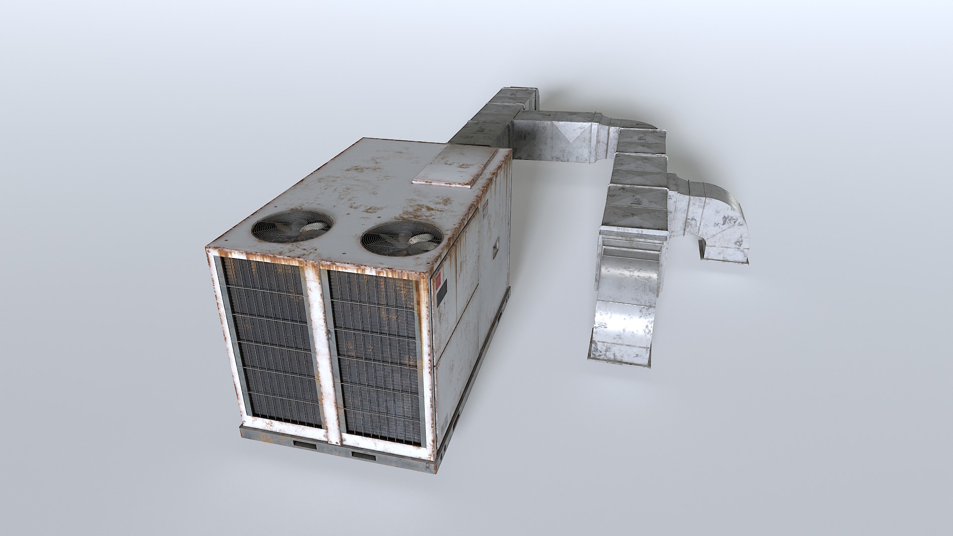 Rusty Rooftop AC hvac unit Low-poly 3D model_3