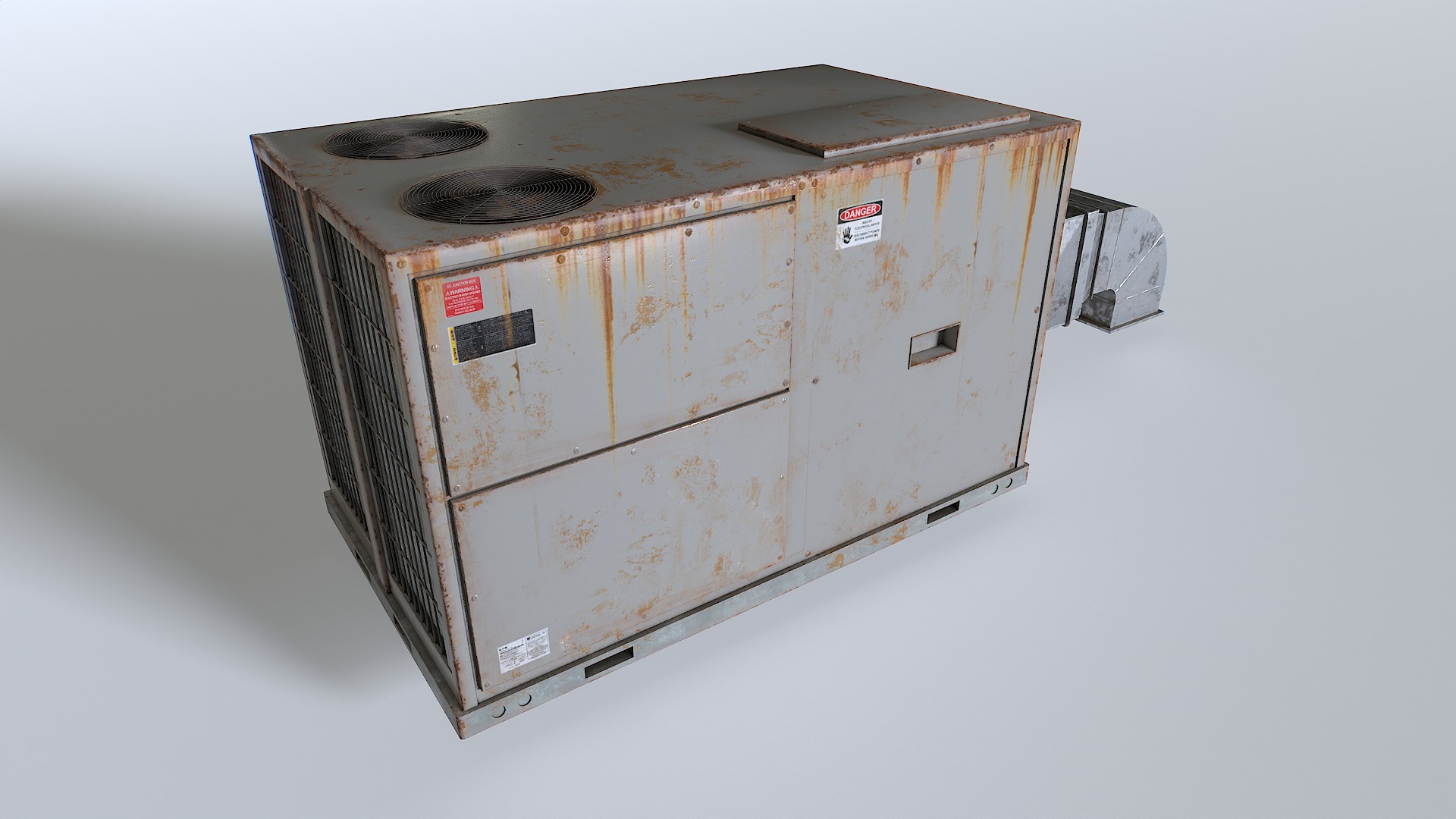 Rusty Rooftop AC hvac unit Low-poly 3D model_7