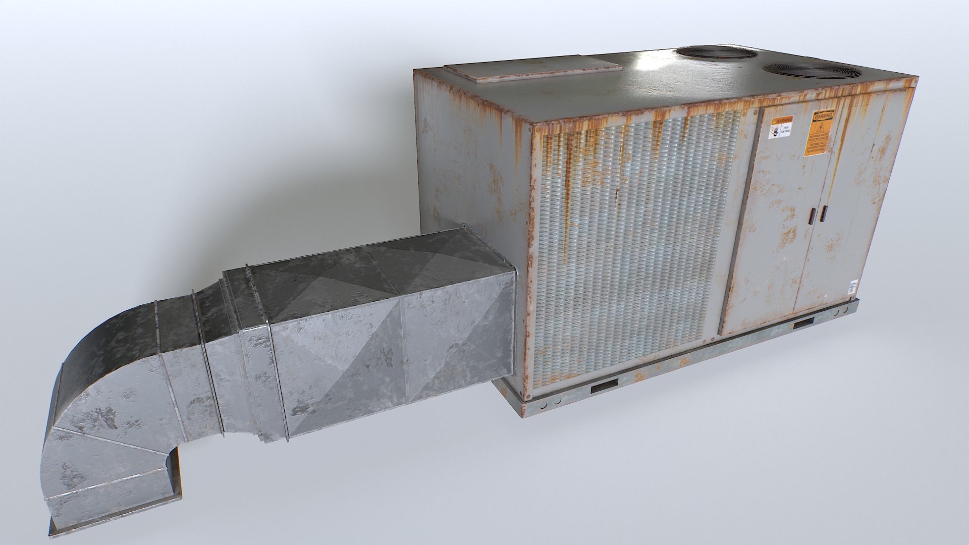 Rusty Rooftop AC hvac unit Low-poly 3D model_8