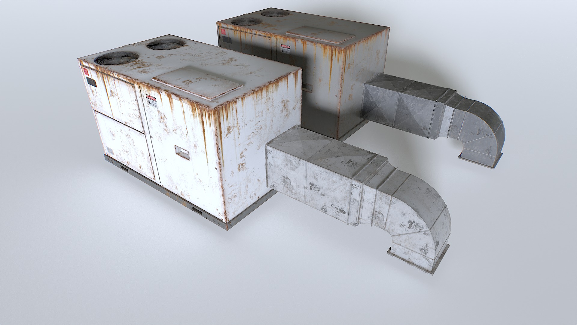 Rusty Rooftop AC hvac unit Low-poly 3D model_5