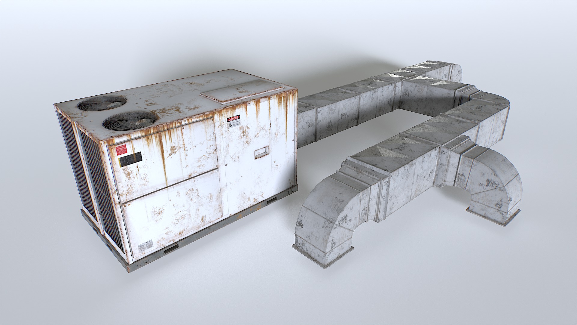 Rusty Rooftop AC hvac unit Low-poly 3D model_1