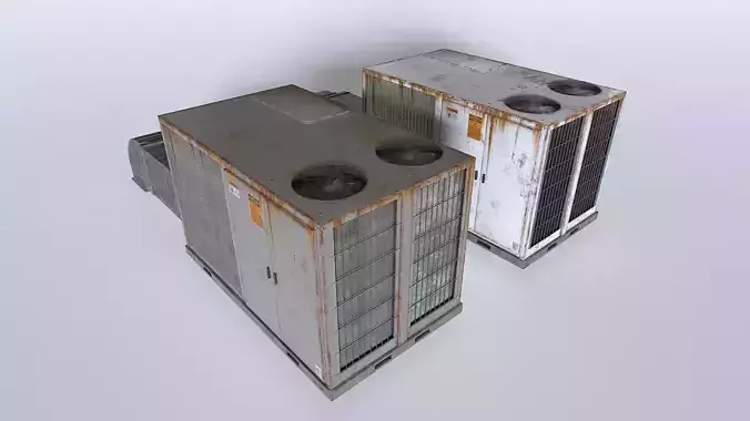 Rusty Rooftop AC hvac unit Low-poly 3D model