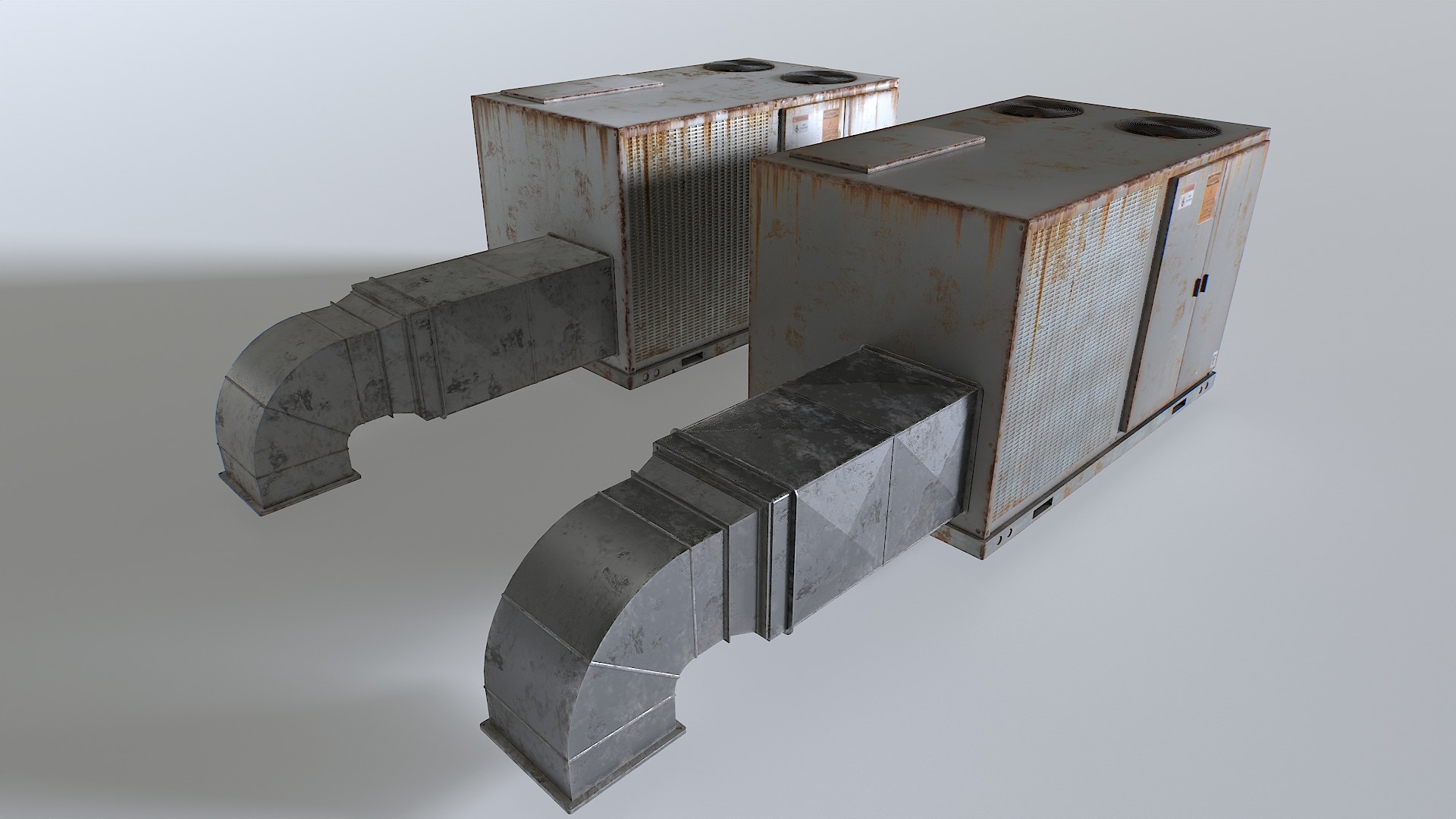 Rusty Rooftop AC hvac unit Low-poly 3D model_4