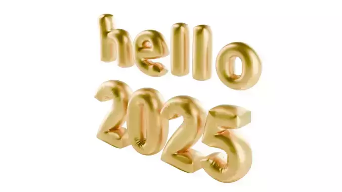 3D Balloon Text Hello 2025
