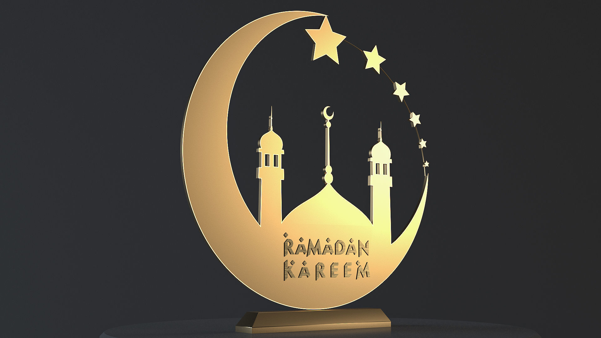  Ramadan Decoration  Crescent moon Studio light setup 3D model_2