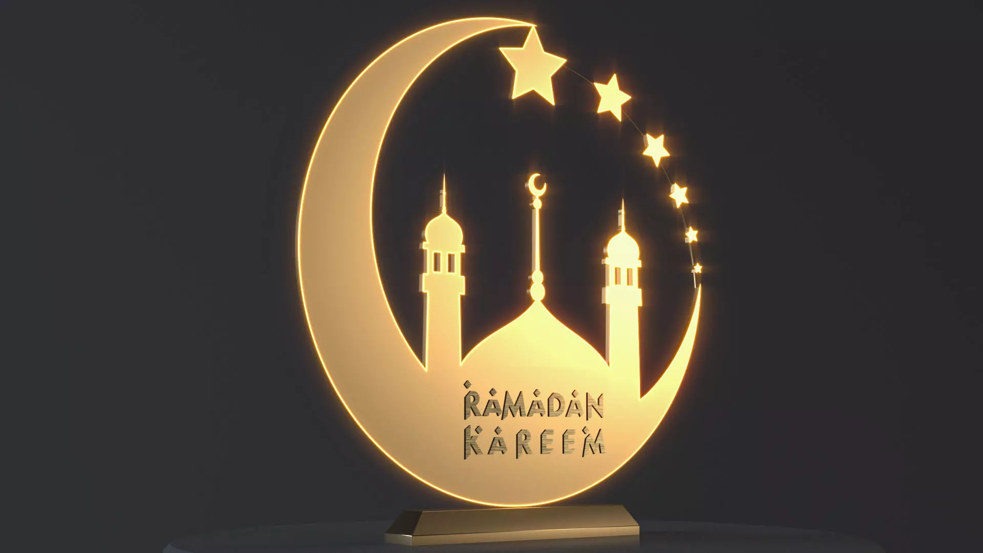  Ramadan Decoration  Crescent moon Studio light setup 3D model_0