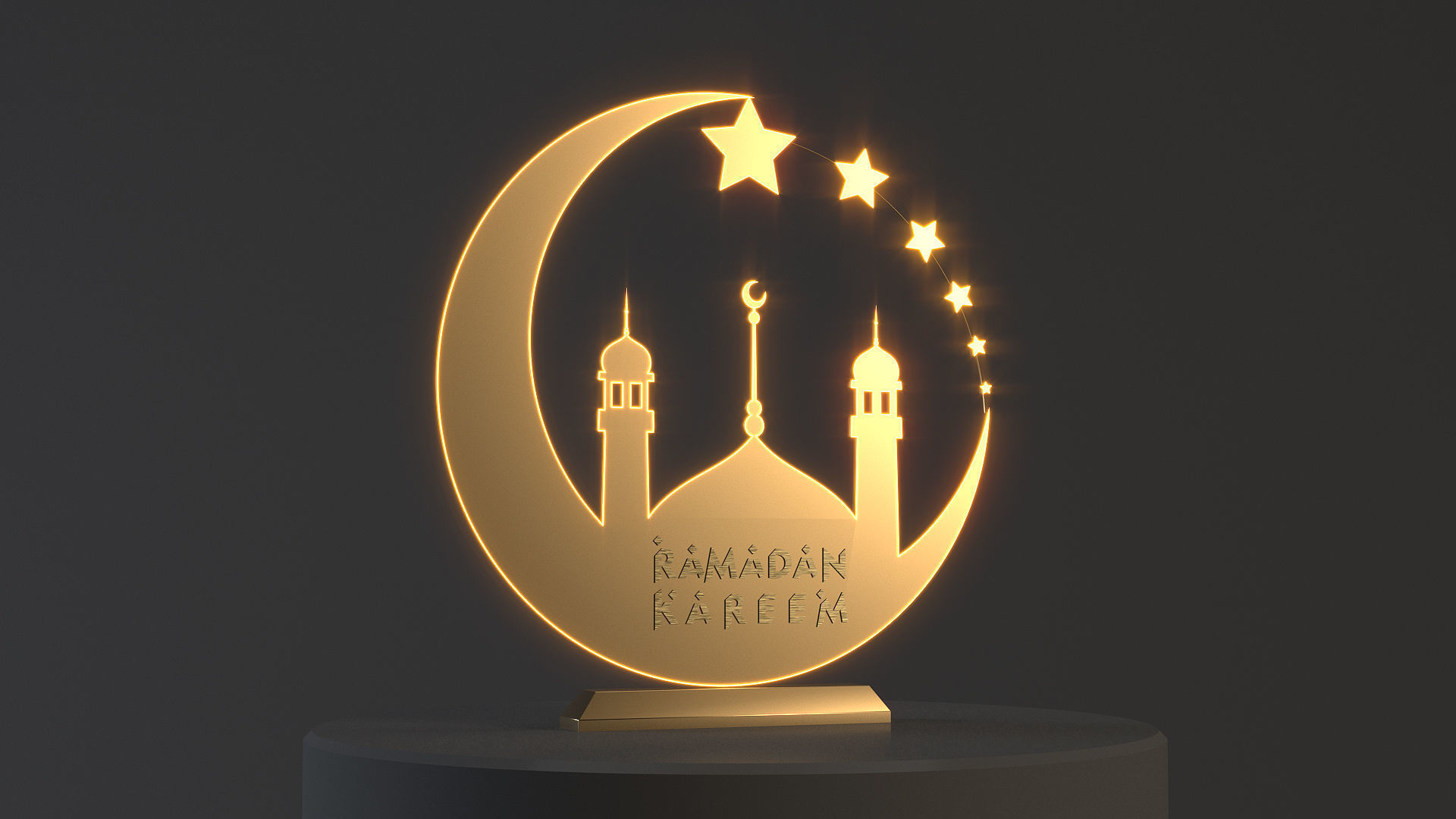  Ramadan Decoration  Crescent moon Studio light setup 3D model_1
