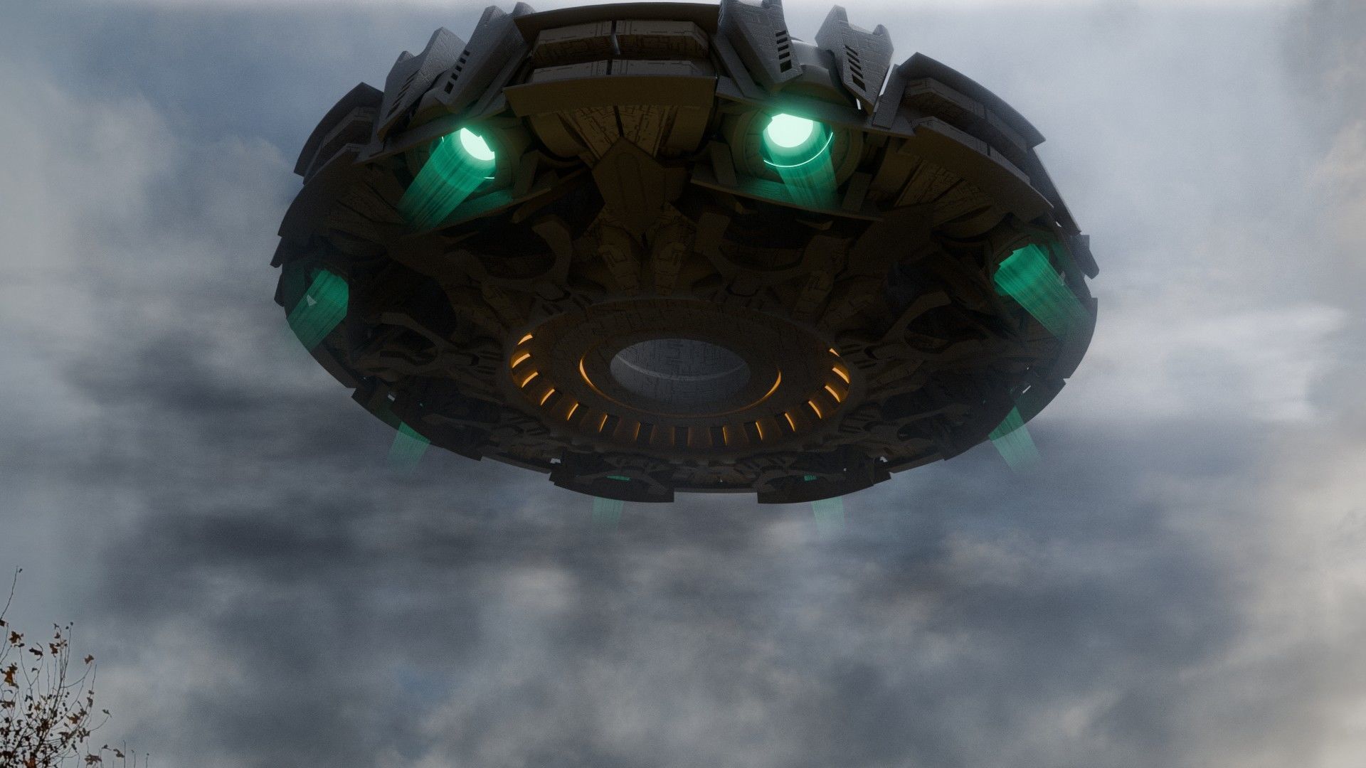 UFO unidentified flying object Low-poly 3D model_6