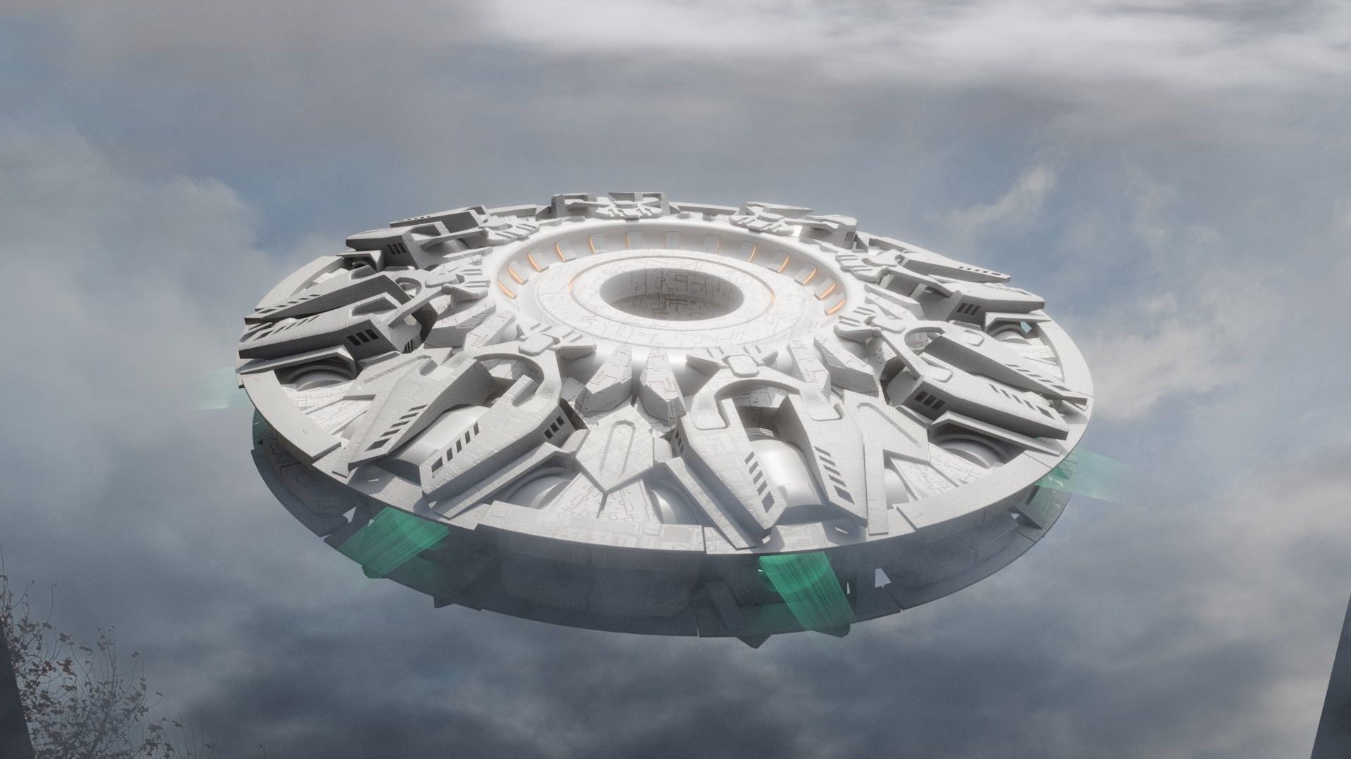 UFO unidentified flying object Low-poly 3D model_3