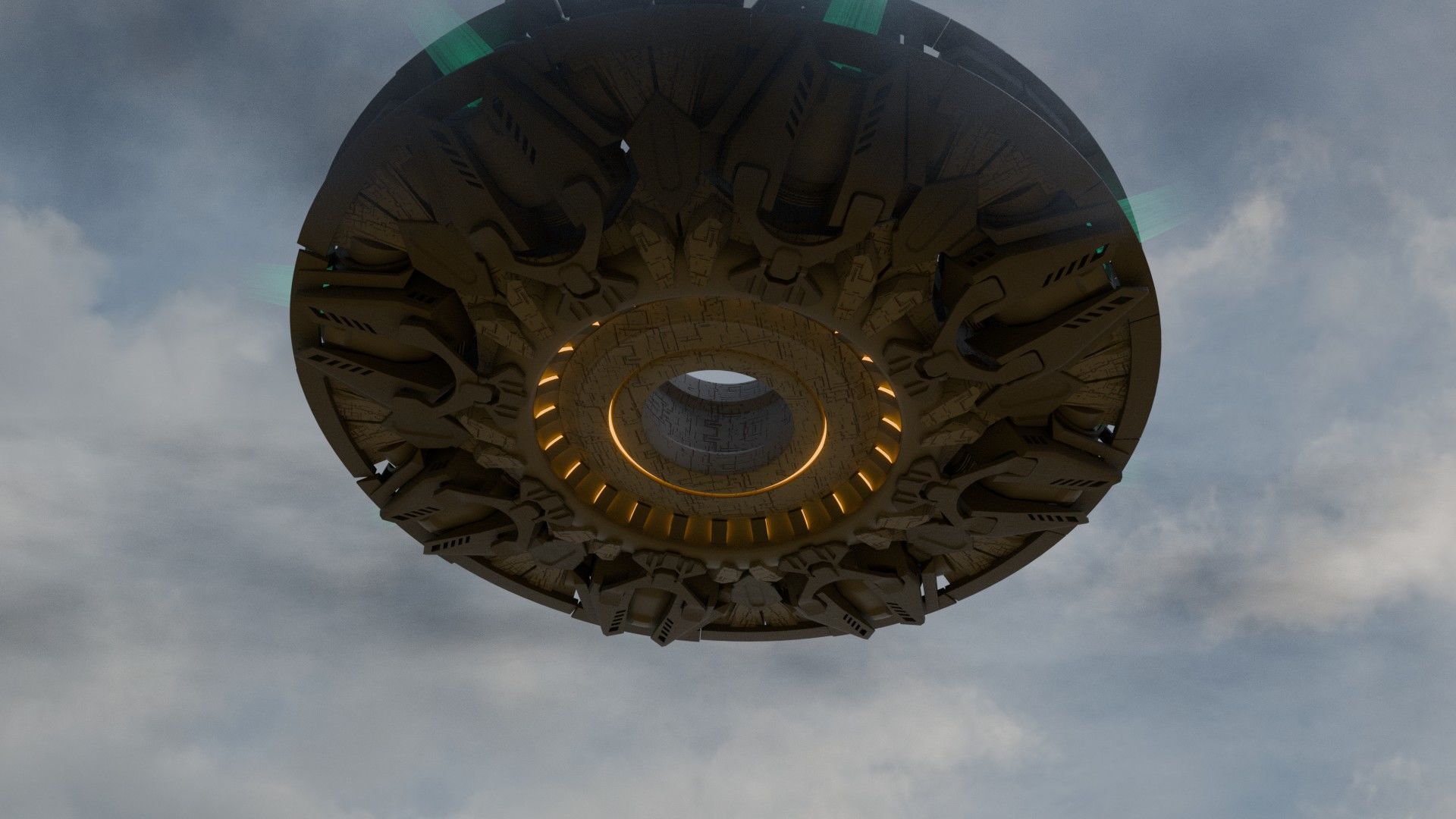 UFO unidentified flying object Low-poly 3D model_4