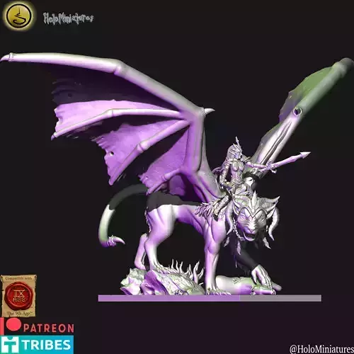 Dark elves Witch Queen on Manticore